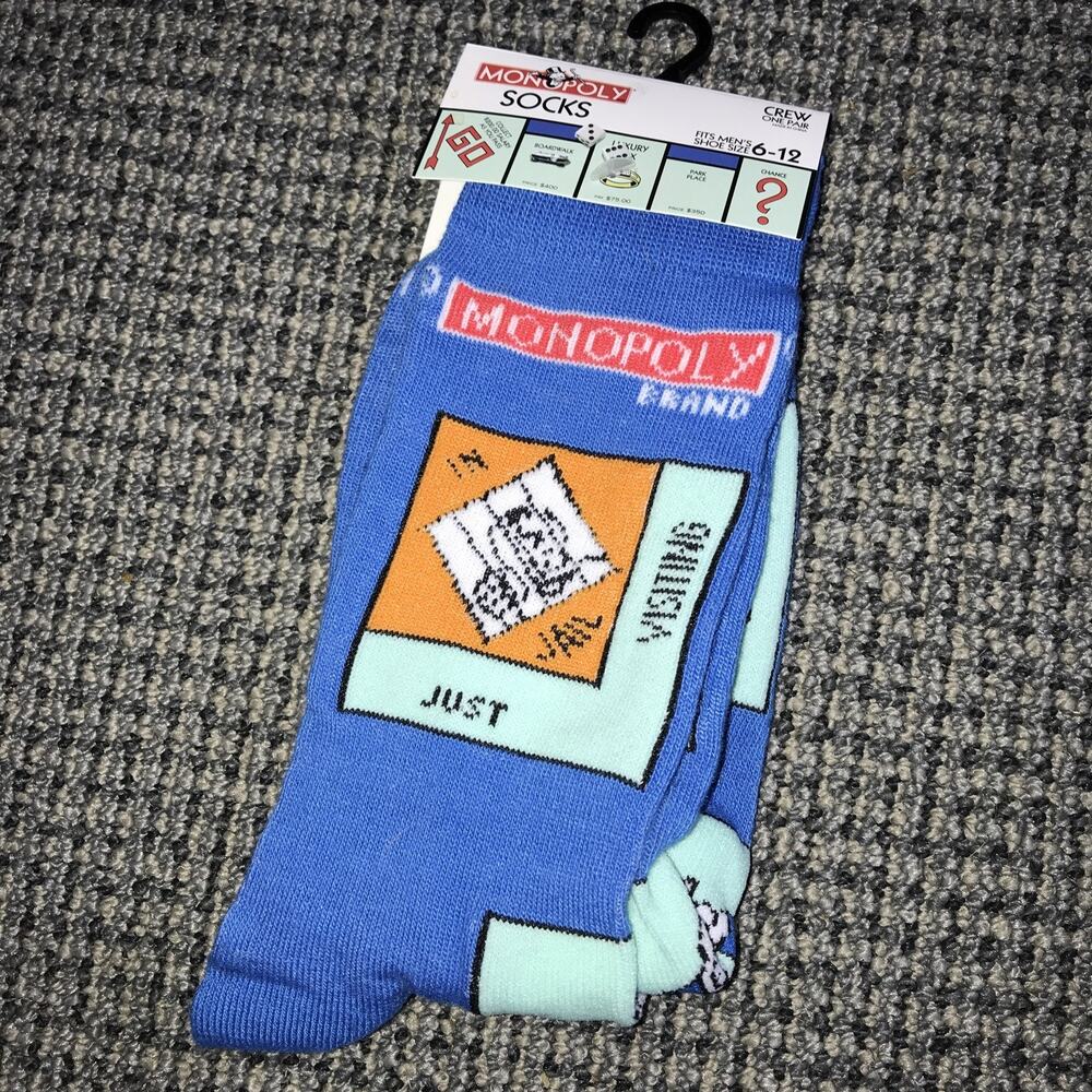 NEW Monopoly Socks Men's Size 6-12 Crew Socks Brand‎ New with Tags